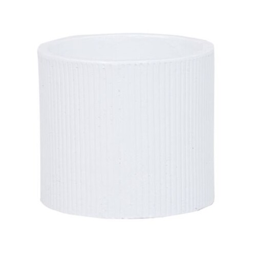 Lotus 18 x 16cm White Medium Cylinder Linear Ceramic Pot - 180mm