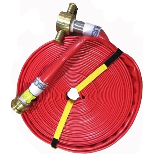 38mm x 30m Class H Extruded Hose to AS2792 Red Fitted with Couplings