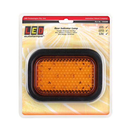 Led Rear Indicator Lamp 12/24V With Rubber Grommet And 3 Pin Plug