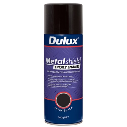 Dulux 300g Metalshield Epoxy Enamel Spray Paint Satin Black