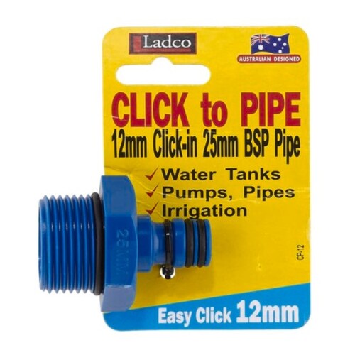Ladco 12 x 25mm Click To Pipe Hose Fitting Adapter