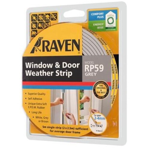 Door and Window Seal Raven - 1.6-3.8mm 5m GREY RP59G