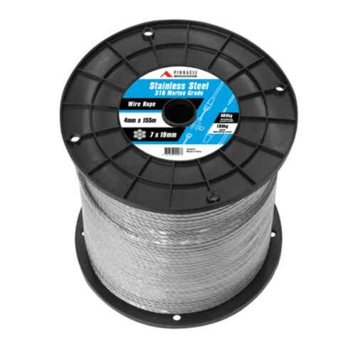 Pinnacle 4mm x 155m Marine Grade Stainless Steel Wire Rope