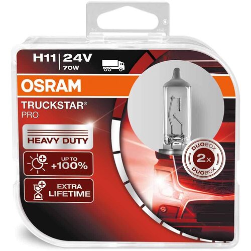 Osram Pkt 2 H11 Truckstar Pro Halogen Globe 24V 70W Pgj19-2 Base