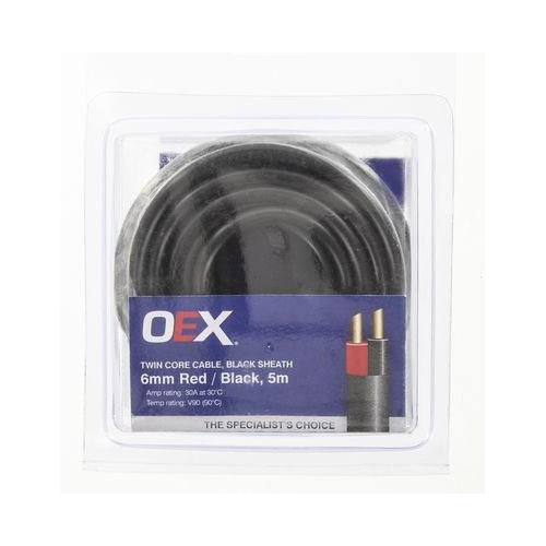 6mm Twin Core Cable Black Sheath - 5m