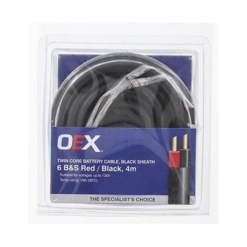 6 B&S Twin Core Battery Cable Black Sheath - 4m