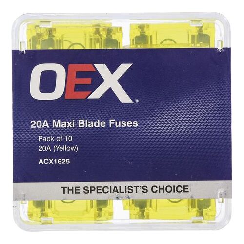Acx1625 - Oex Maxi Blade Fuse, 20A Yellow - Pack Of 10