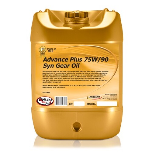 Advance Plus 75W/90 Syn Gear Oil 20L