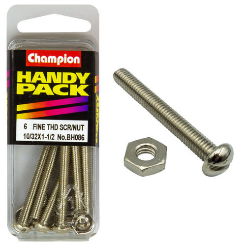 Handy Pack Fine Thread Screw/Nut 10/32"x1-1/2" CFT