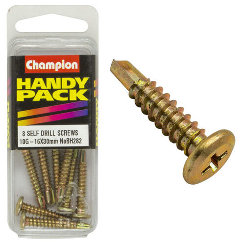 Handy Pack Self Drill Screw 10g x 16x 30mm Wafer Head TEK