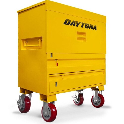 Daytona BT1200-W 1220 x 765 x 1170mm Yellow Steel Jobsite Tool Box Sitebox With Caster Wheels