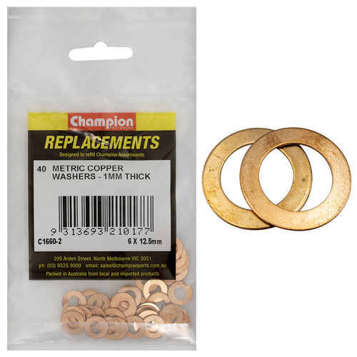 Washers-Flat-Copper-M6 X 12.5Mm X 1.00Mm