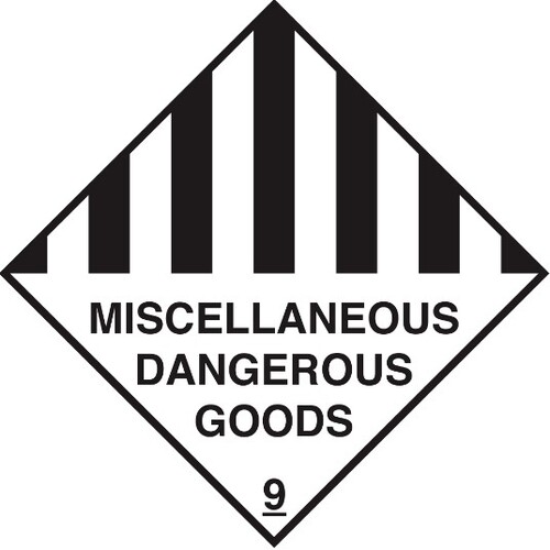 Dangerous Goods Sign Class 9 Plastic Backing