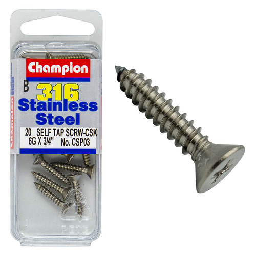 Self Tapp Screws-Csk-Phillips-Stainless Steel-3.5X19Mm-316/A4