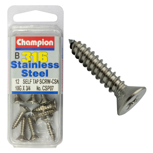 Self Tapp Screws-Csk-Phillips-Stainless Steel-4.8X19Mm-316/A4