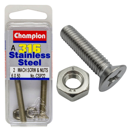 Machine Screws-Csk-Phillips-Stainless Steel-M6X50Mm & M6X1.00Mm-316/A4