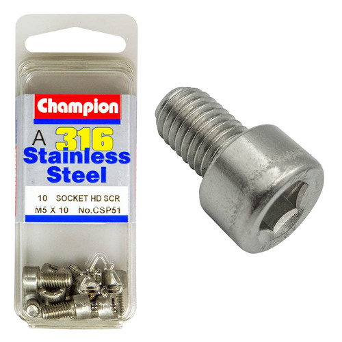 SOCKET HEAD CAP SCREWS-STAINLESS STEEL-M5x10mm-316/A4