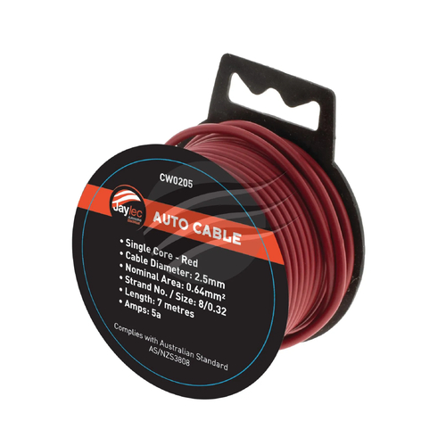 2.5mm SINGLE CORE CABLE RED 7m