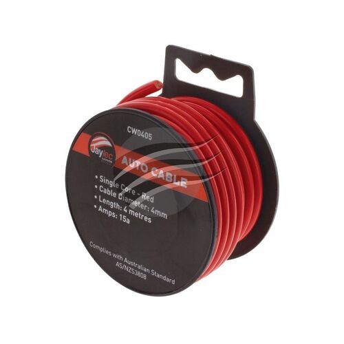 4mm SINGLE CORE CABLE RED 4m