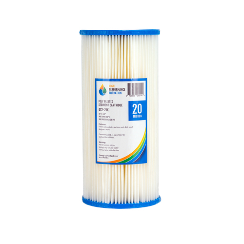 20 Micron Poly Pleated/ Washable Dirt Sediment Water Filter 10" x 4.5" (2-21K)