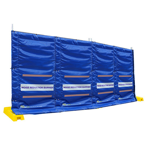 NOISEBLOCK-X Series Acoustic Sound Curtain - 7kg RW18 - 2050 x 1335mm blue with reflective strips and velcro & eyelets