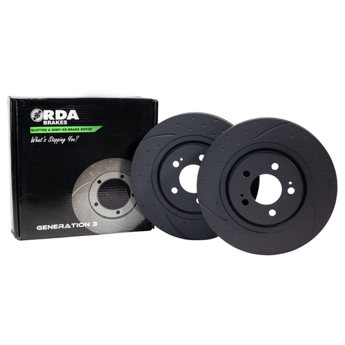 RDA Slotted & Dimpled Disc Brake Rotor Pair