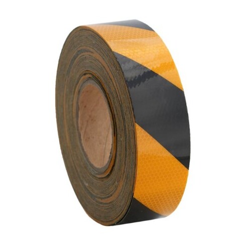 Reflective Tape Black Yellow 50mm 1 Meter