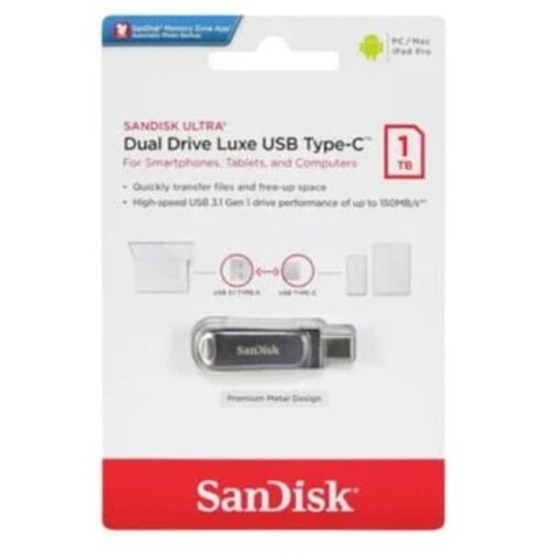 SanDisk Ultra Dual Drive Luxe 1TB USB/USB-C Flash Drive