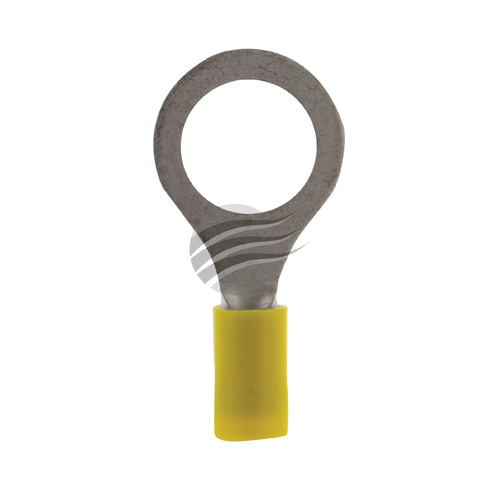 Pkt 50 Ring Terminal 12Mm Insul Pvc Double Crimp Yellow