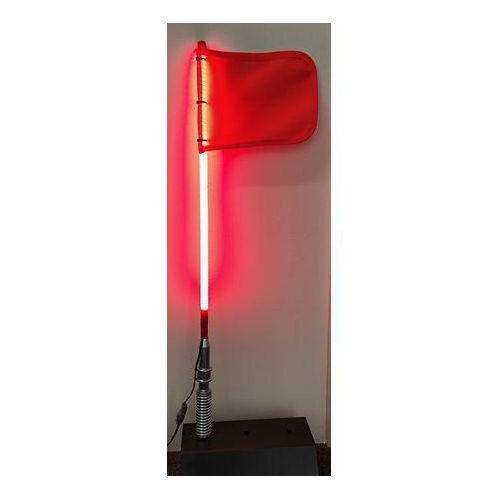 Safaer - 0.6M 12V Red Full Pole Ultra Bright Led Lightstick With Orange Mesh Flag With Spring Base & Deutsch Plug